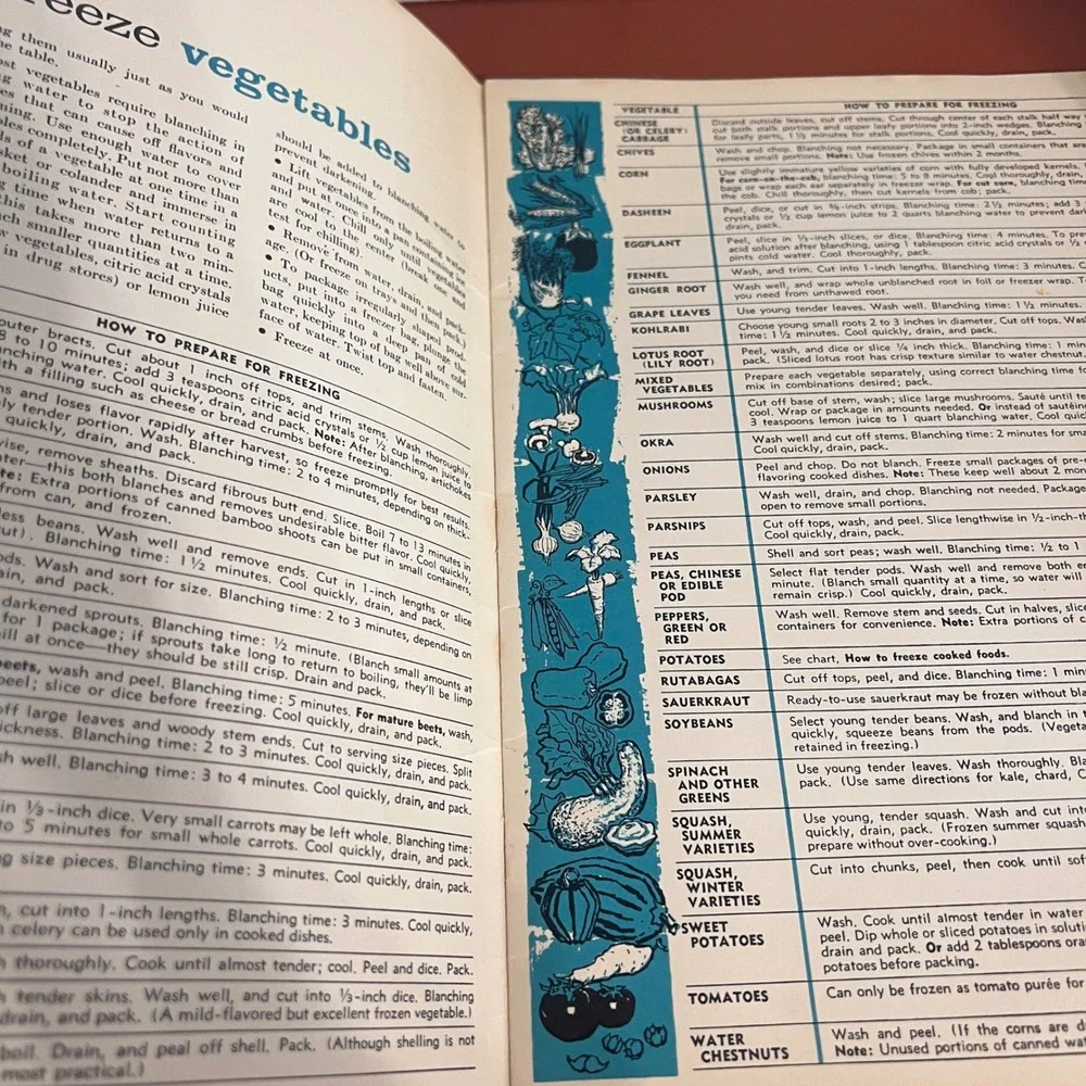 Vintage 1967 General Foods Kitchens Cookbook & Sunset Food Freezing Charts Lot